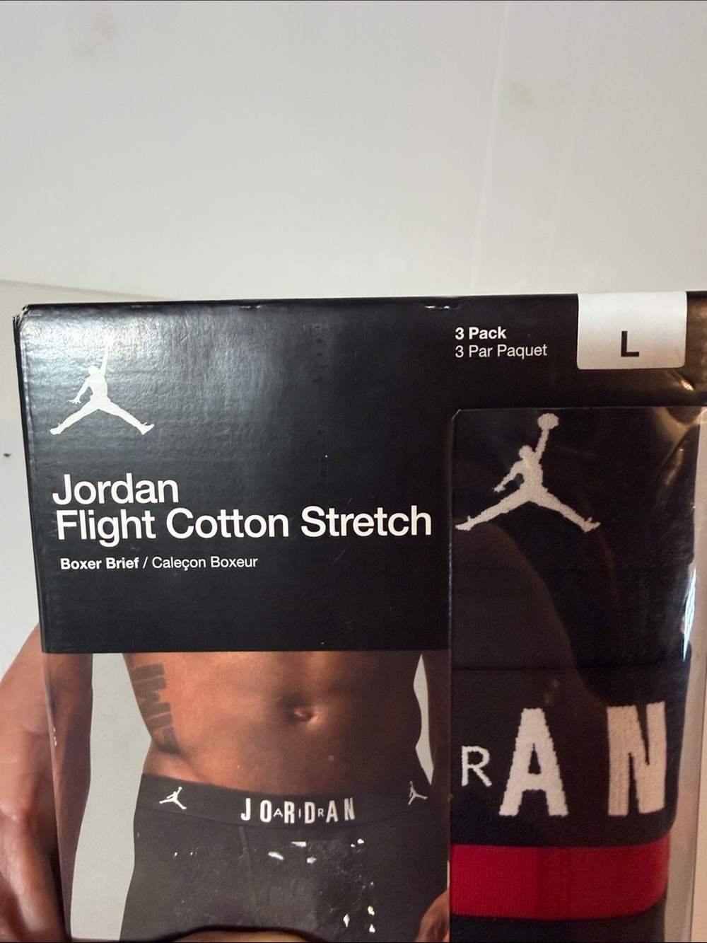 Jordan Flight Cotton Stretch Boxer Briefs - Black with Red and White